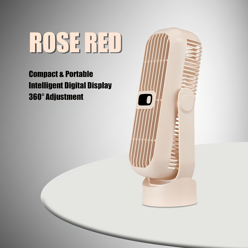 Rechargeable Desktop Tower Fan with 5 Speeds, LED Display, Bladeless Design