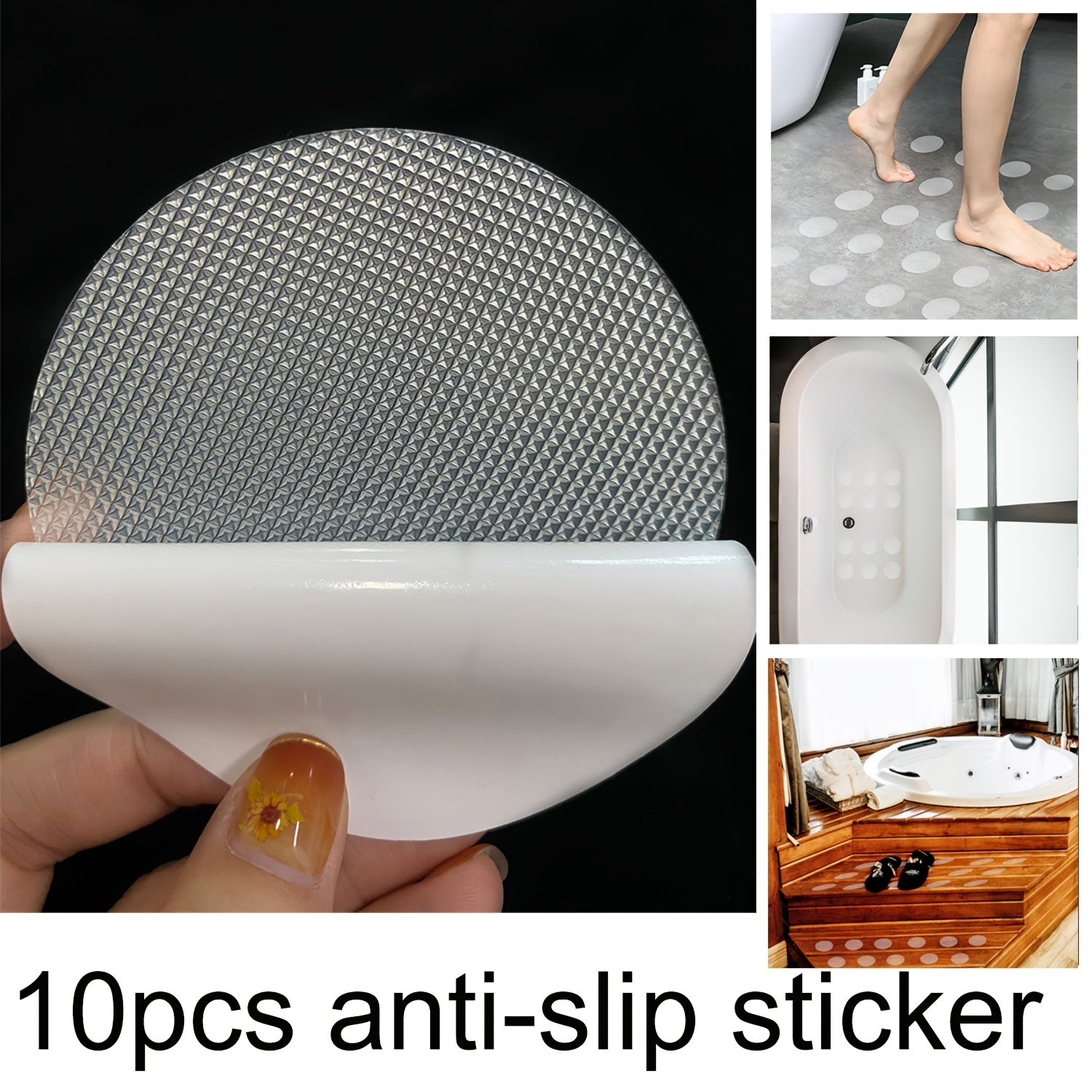 10 Waterproof Anti-Slip Shower Stickers Transparent PEVA Tape Bathroom Safety
