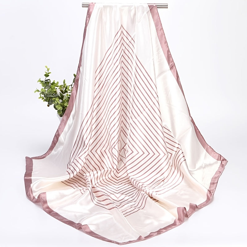 Модный винтажный шарф с полосатым принтом, имитация шелка, квадратный