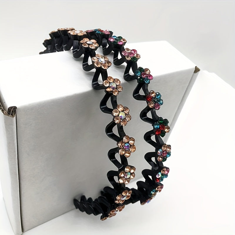 Винтажный стиль, набор из 4-х заколок для волос в виде цветков с стразами, изготовленных из пластика, для нарядного оформления и укладки волос.