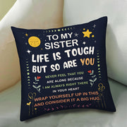 Inspirational Sister Throw Pillow Cover 44.96x44.96 cm Black Polyester Zippered