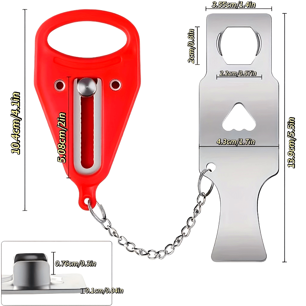 Red Portable Door Lock Stainless Steel Heavy-Duty Security Lock