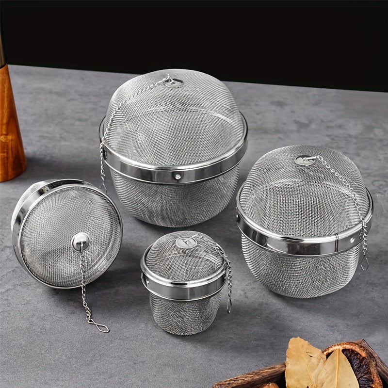 Фильтры для заваривания чая из нержавеющей стали - набор из 304 штук, многофункциональные сетчатые травяные шарики, запирающиеся фильтры для специй для листового чая и приправ - основные кухонные принадлежности