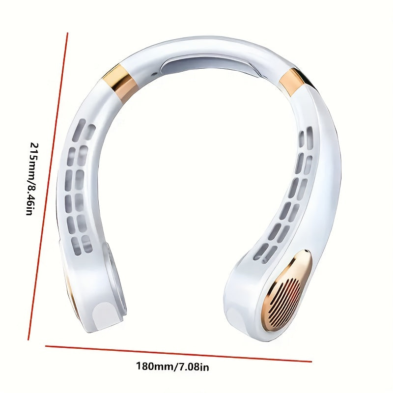 Portable Bladeless Neck Fan Rechargeable USB LED Display for Outdoor Travel Camping