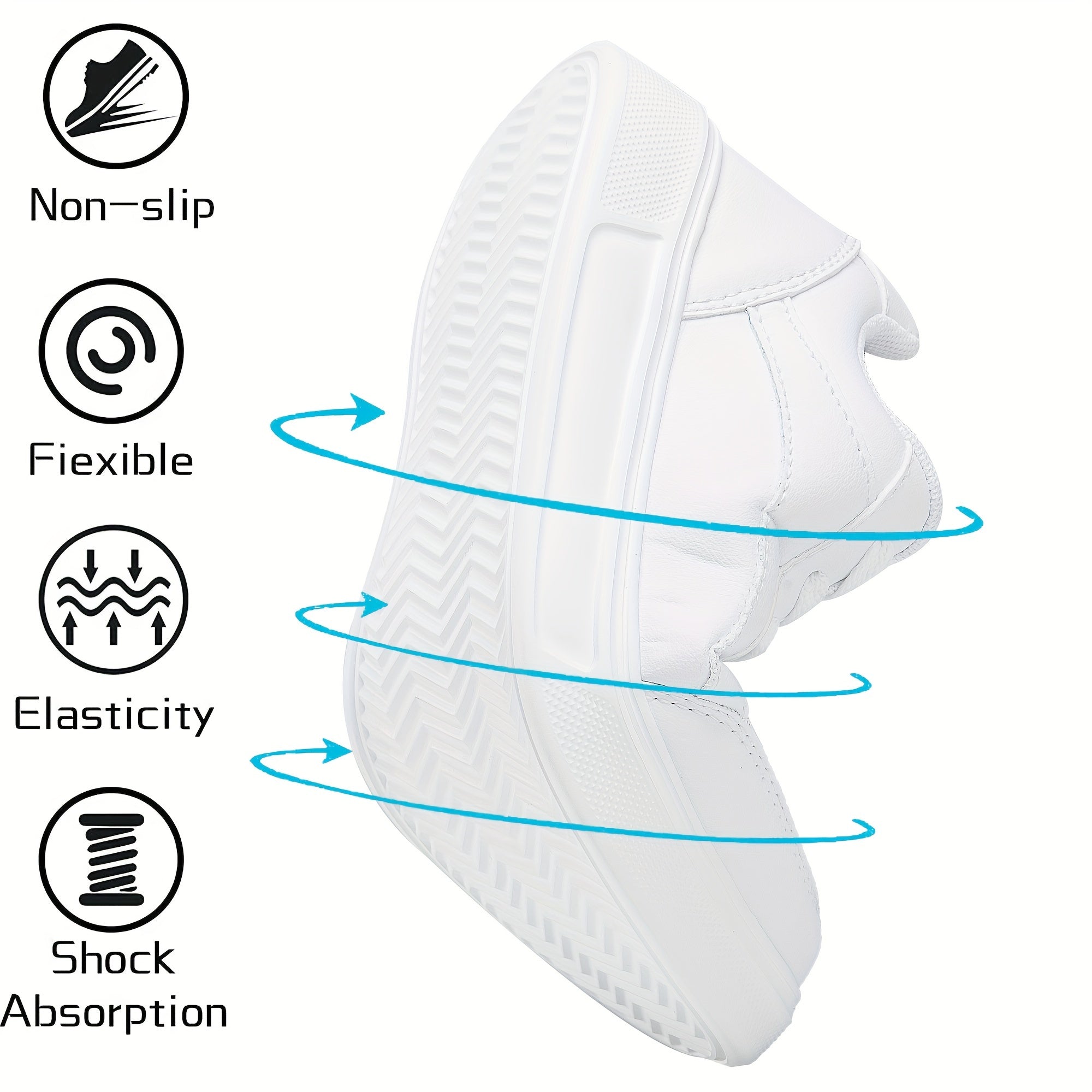 Women's White Casual Sneakers Lightweight Lace-Up Low-Top Round Toe