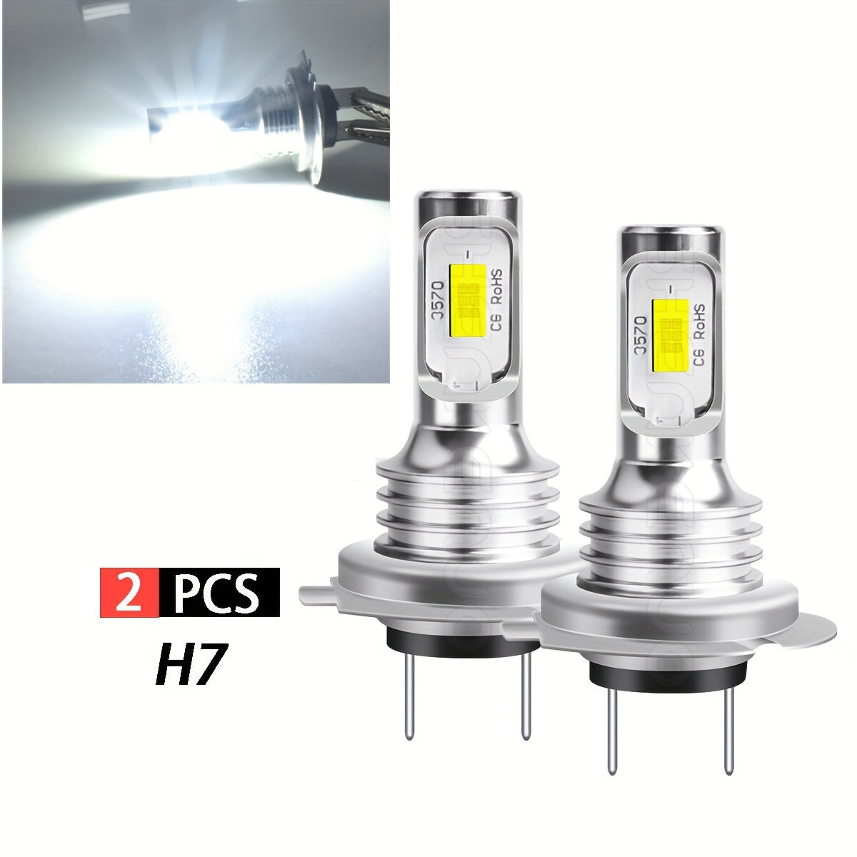 2PCS Bombillas LED para faros de coche 6000K Blanco, luz alta y baja, lámparas antiniebla para conducción