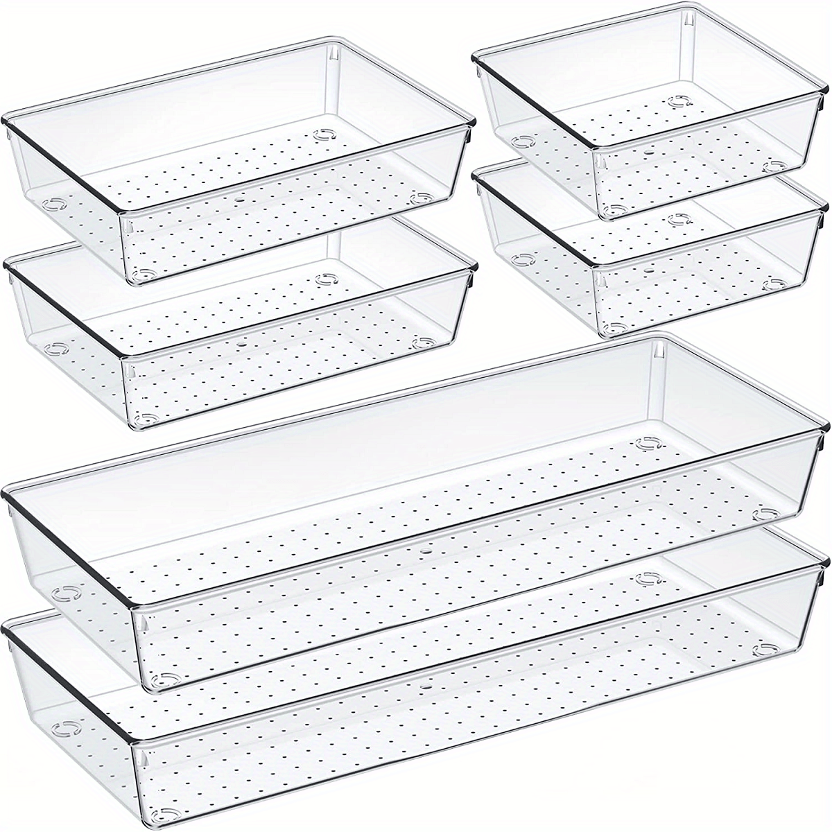 6-Piece Acrylic Drawer Organizer Set for Kitchen and RV Storage Non-Slip Crack-Resistant Large Dividers
