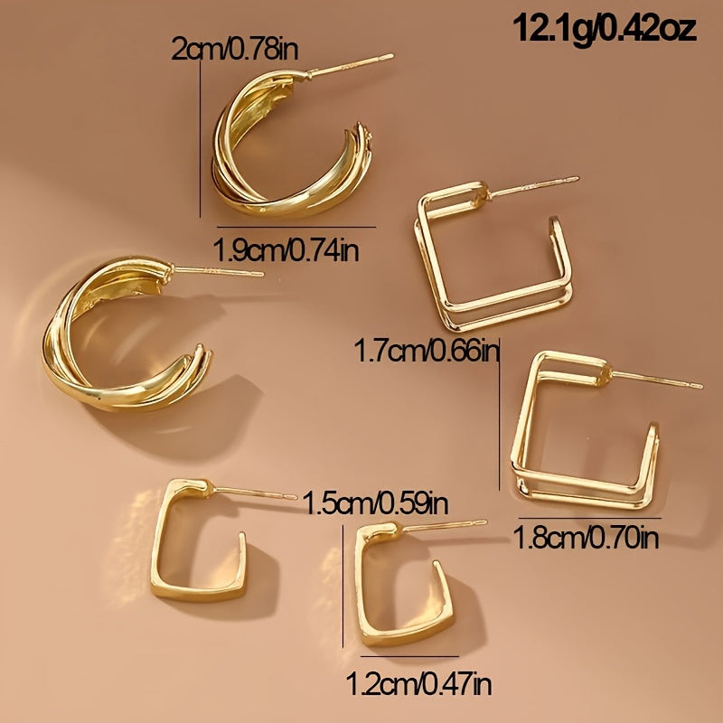 Women's 3-Piece Pearl Flower Geometric Earrings Synthetic Zirconia Alloy Jewelry