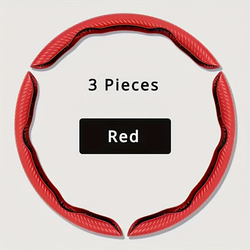 Car Steering Wheel Cover Set Carbon Fiber Matte Anti-Slip Universal 15.16 Inch