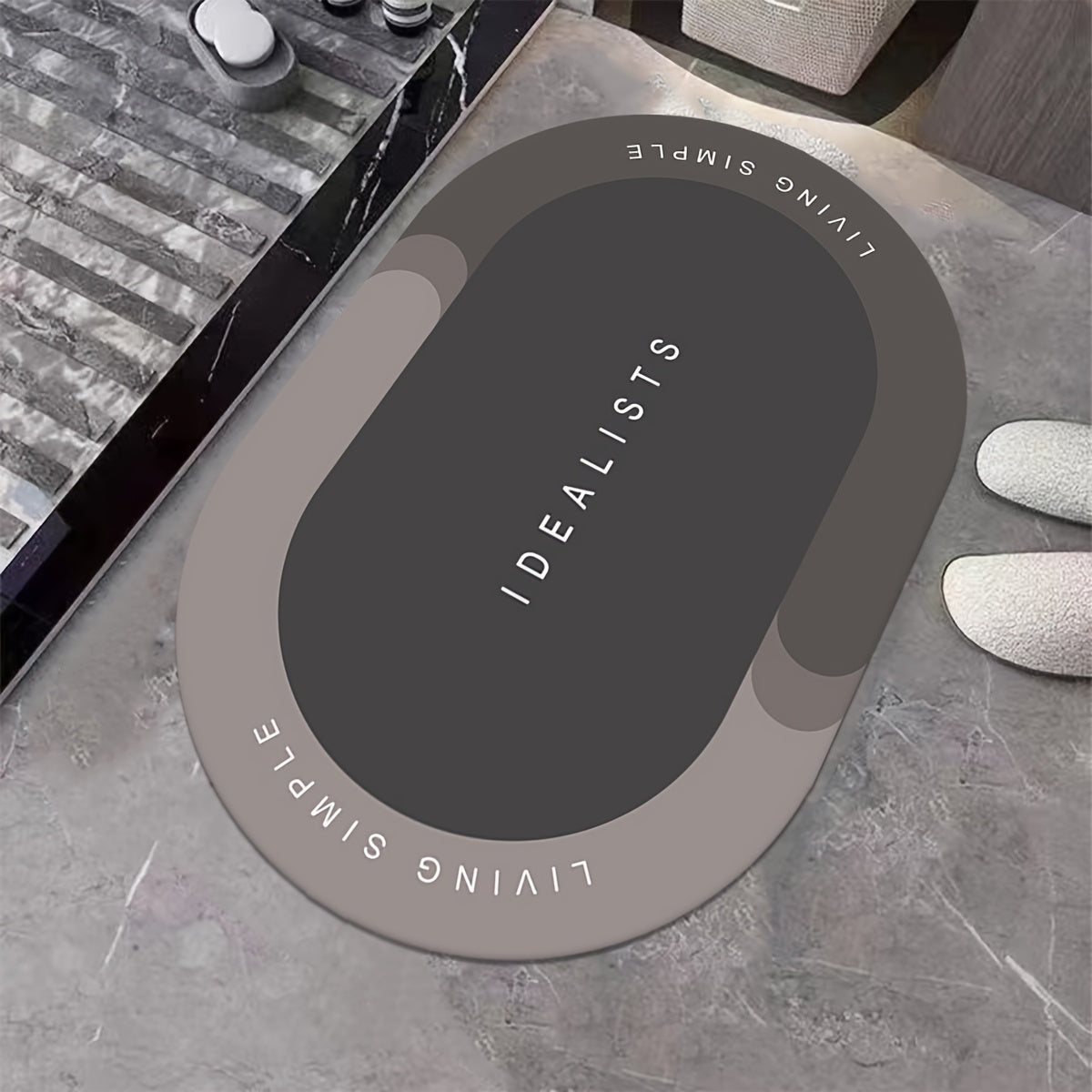 Absorbent Polyester Bath Mat Non-Slip Quick-Dry Odorless for Shower Bedroom Kitchen