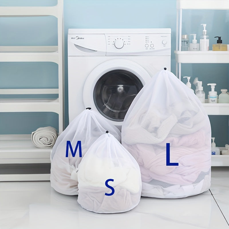 Mesh Laundry Bags Set, Polyester, Large, Drawstring Closure, Machine Washable