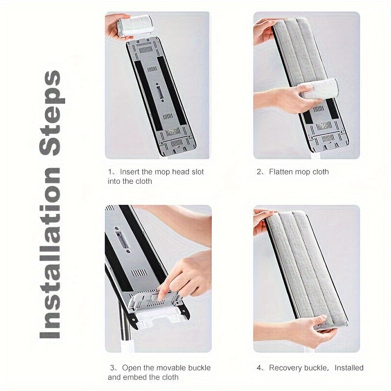 "2 ta mopa pad bilan tekis pol mopu chelak to'plami, qo'l bilan yuvishsiz tekis mop, siqishli tor chelak, tozalash vositalari, yetti rangli mop to'plami."