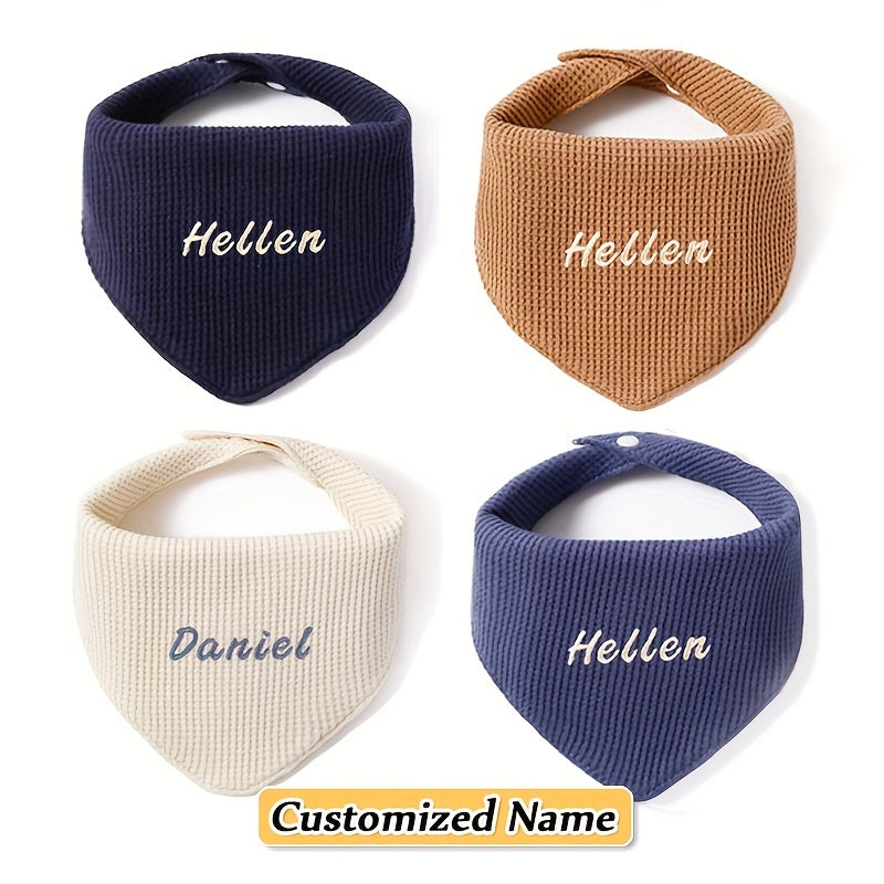 Set of 4 Children's Saliva Towels with Triangle Towel and Adjustable Mouthguard Soft Breathable Natural Material