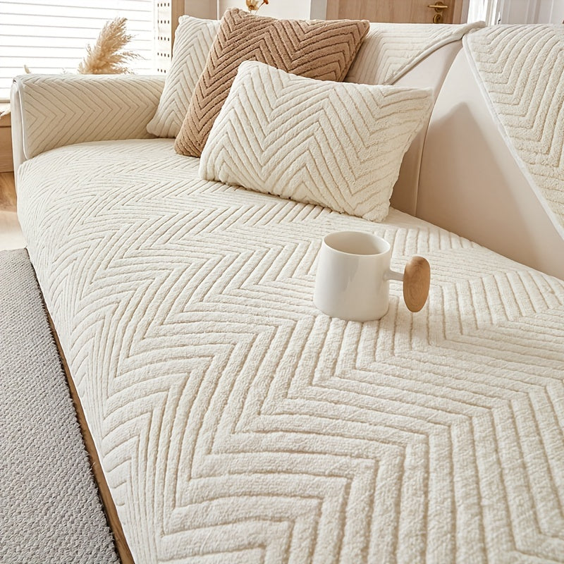 Zamonaviy plush divan qopqog'i, sirpanishga qarshi, itlarga mos, dog'larga chidamli polyester