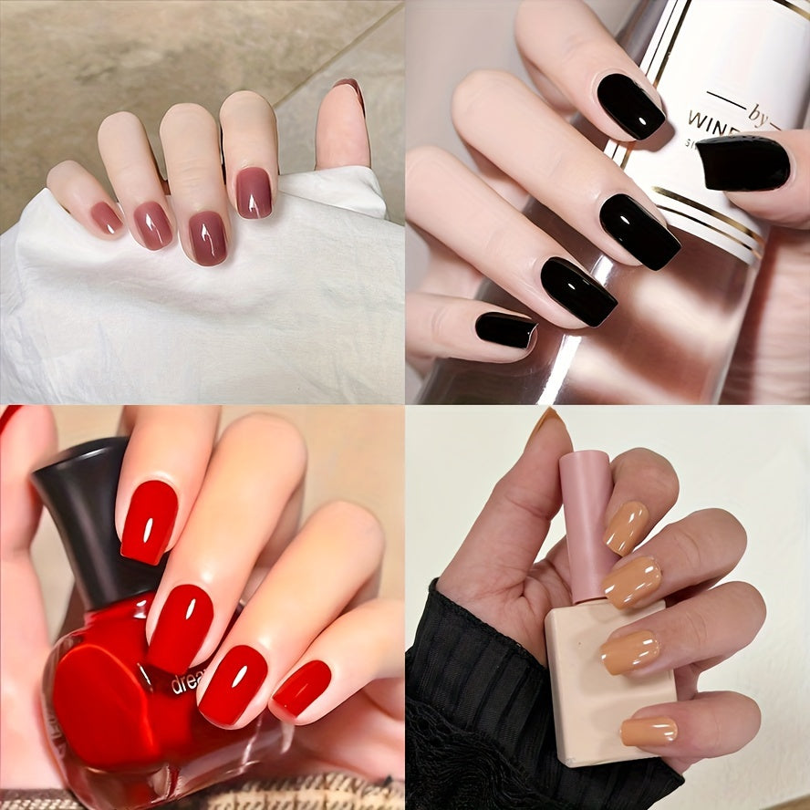 Women's Short Square Nail Set 24 Pieces Glitter Solid Colors