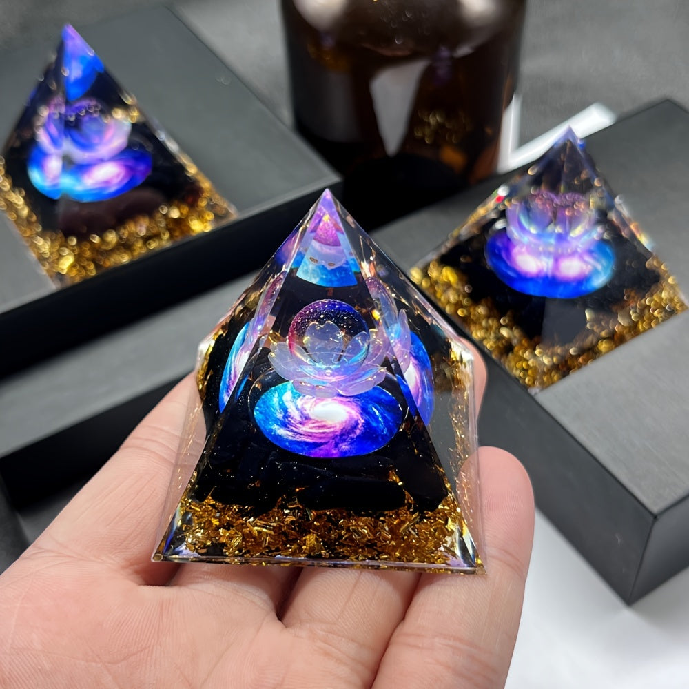 Natural Stone Orgone Energy Crystal Pyramid with Obsidian Flakes for Desk or Car Decoration