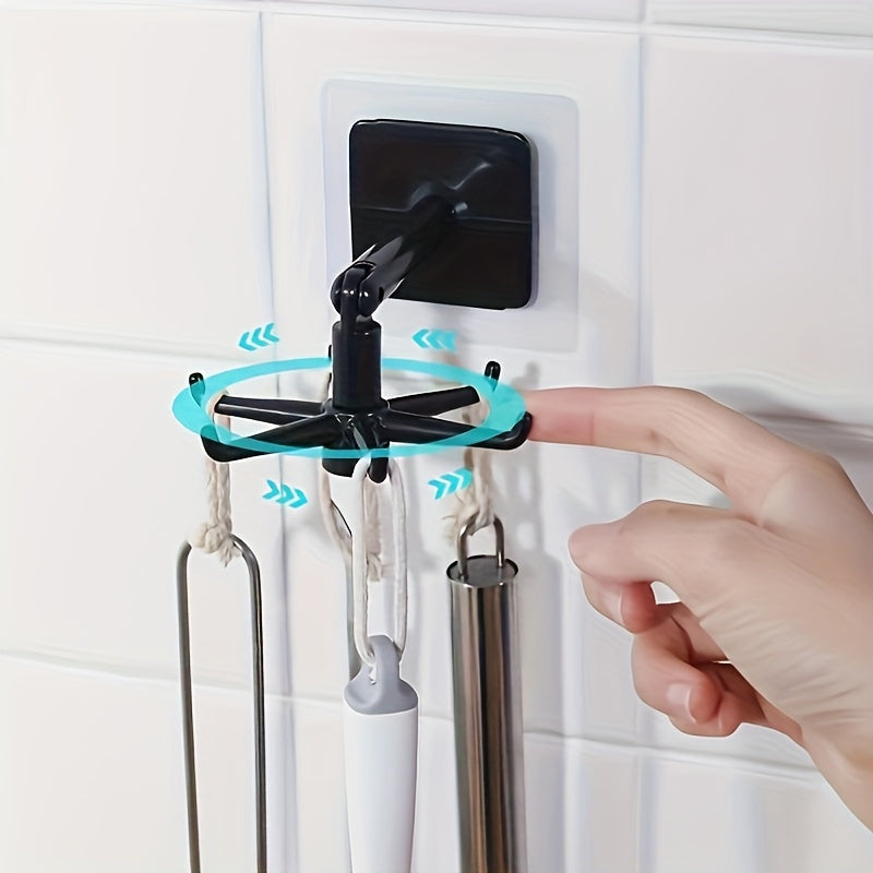 Expandable Kitchen Pot Rack with 360-Degree Rotating Hooks Wall Mount Organizer