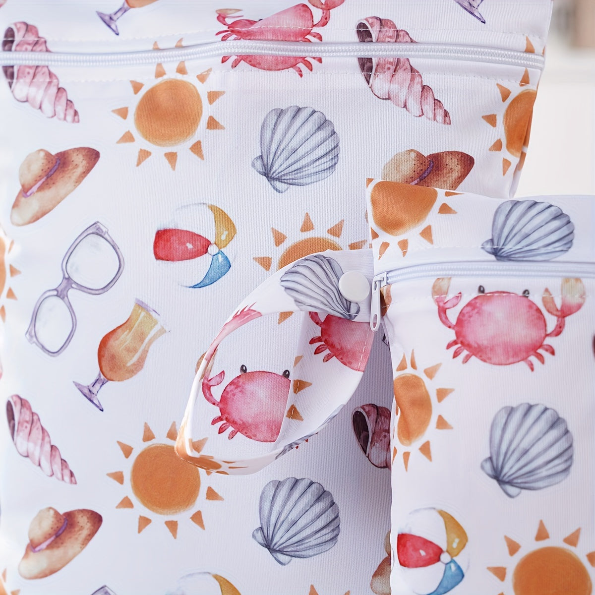 Set of 2 Waterproof Wet Dry Bags for Baby Diapers Swimsuits and Breast Pump Parts Polyester Organizer for Infants and Toddlers