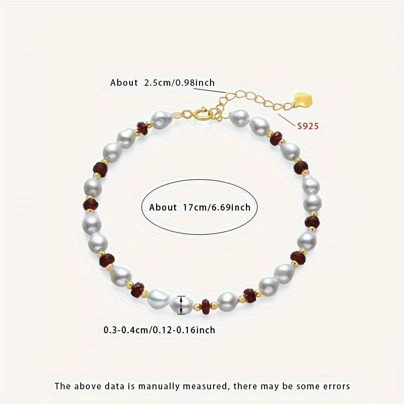 Women's Pearl Bracelet with Freshwater Pearls Silver Chain June Birthstone Jewelry