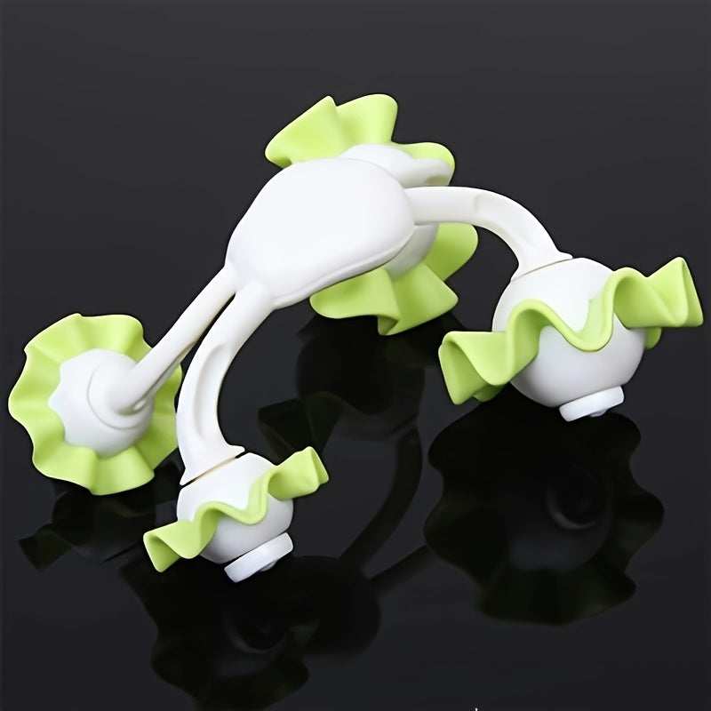 To'liq tana bo'shashishi uchun qo'lga olinadigan gullar dizayni massajeri, yashil va oq, mashg'ulotdan keyingi tiklanish va taranglikni bartaraf etish uchun ideal, oyoqlar, bel va orqa uchun portativ va samarali.