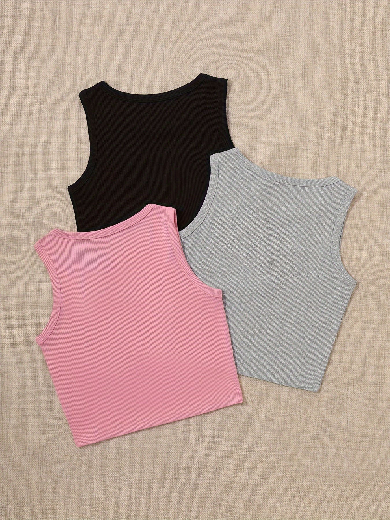 Girls' Casual Printed Crop Tank Tops with Heart Design in Assorted Colors Kids Sizes