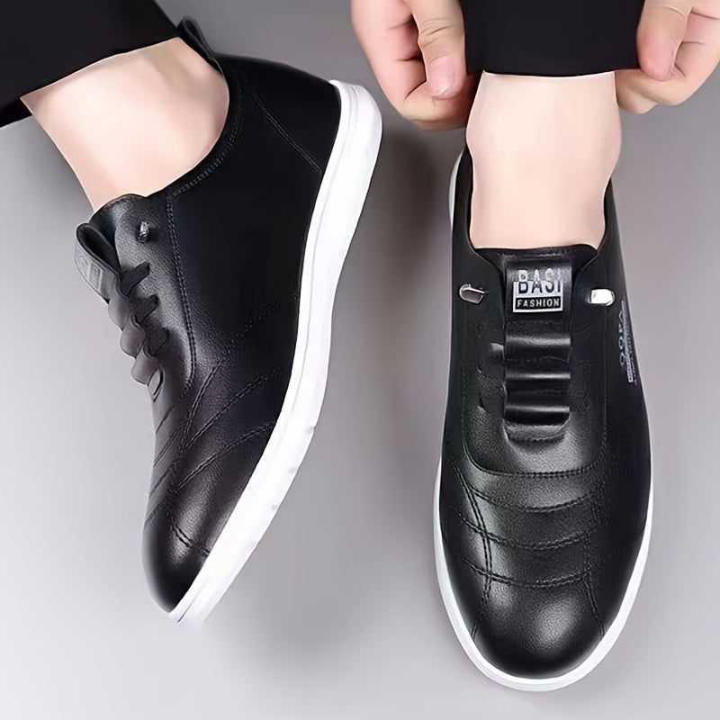 Men's Black and White Lace-Up Sneakers Rubber Sole Casual Running Low Top
