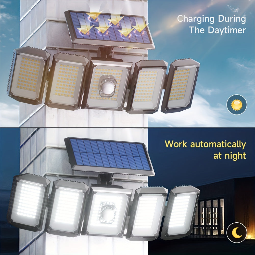 Solar Outdoor Security Light with Motion Sensor 300 LED Flood Lights 3 Modes Detachable Sconce