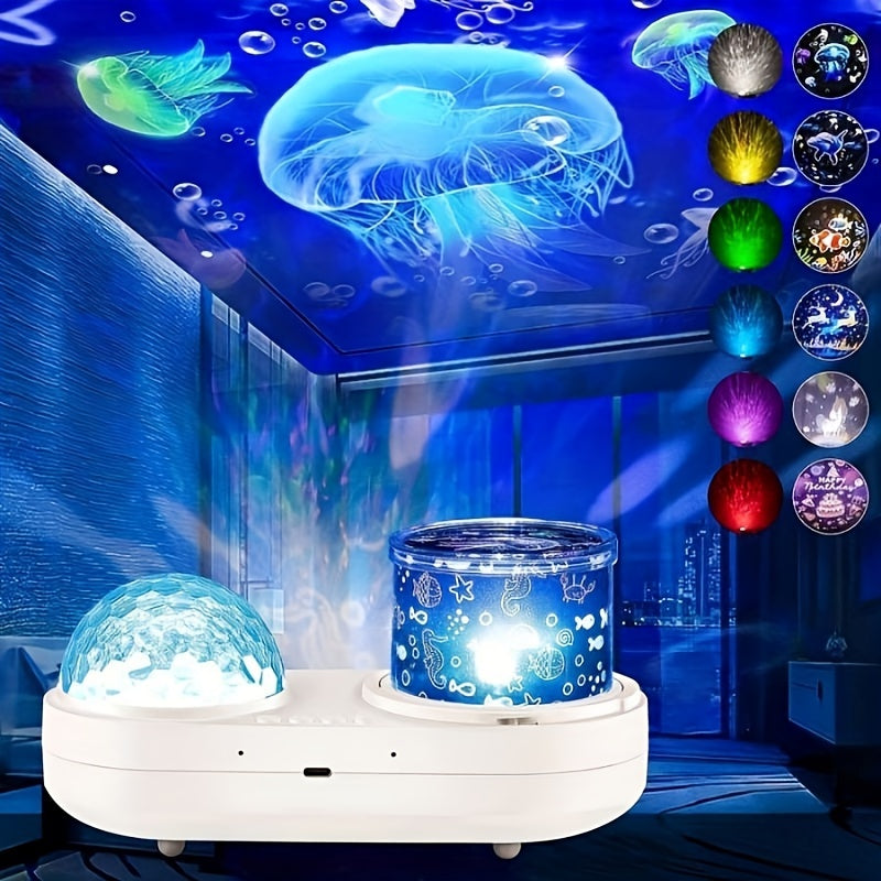 LED Night Light Projector with 360 Degree Rotation and 6 Color Ocean Light for Kids Bedroom