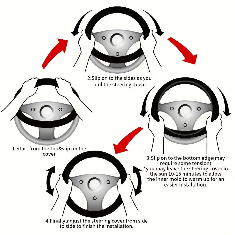 Universal Floral Pattern Car Steering Wheel Cover Breathable Non-Slip Polyester