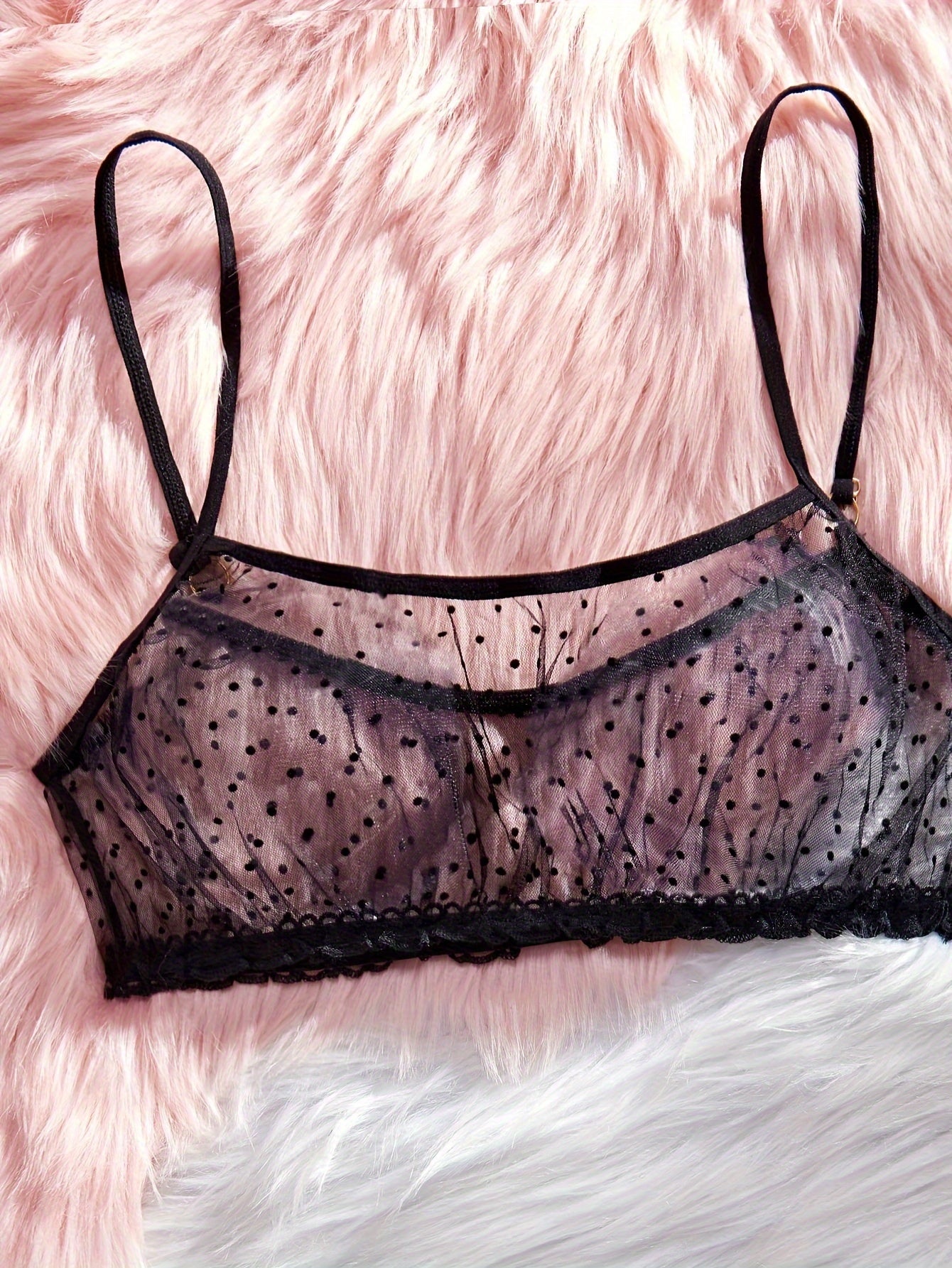 Trendy polka dot mesh ichki kiyim to'plami, bog'ich bilan bezatilgan, juftliklar uchun mukammal sovg'a.