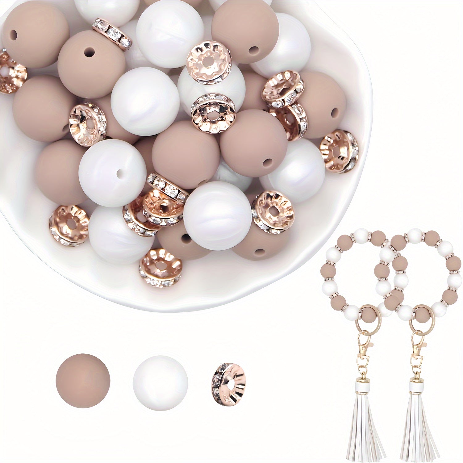 60 ta mustahkam rangli dumaloq silikondan yasalgan toshlar va tekis toshlar to'plami, marjonlar, bilakuzuklar, kalit zanjirlari va zargarlik buyumlari yaratish uchun mukammal. DIY zargarlik yasash uchun ideal aksessuarlar.