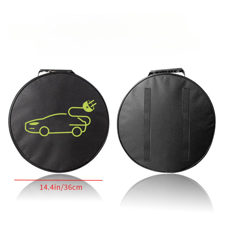 Waterproof Polyester EV Charger Storage Bag Portable Organizer with Green Car Outline