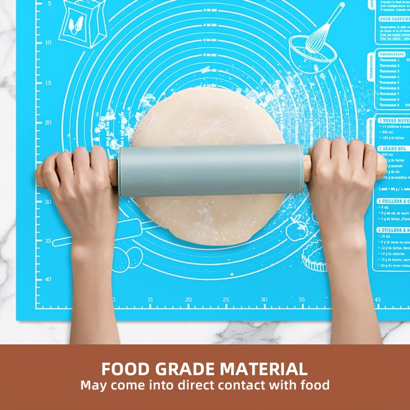 One-Piece EVA Baking Mat Set for Rolling Dough Non-Stick Pastry Mat with Measurements for Pizza Cake Baking Washable Durable Kitchen Accessory for Holidays