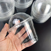 Disposable Plastic Cups with Dome Lids Pack of 50 or 100 for Ice Cream Desserts