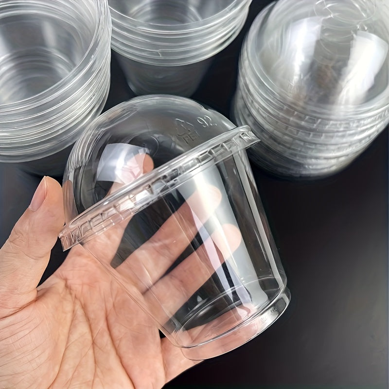 Disposable Plastic Cups with Dome Lids Pack of 50 or 100 for Ice Cream Desserts