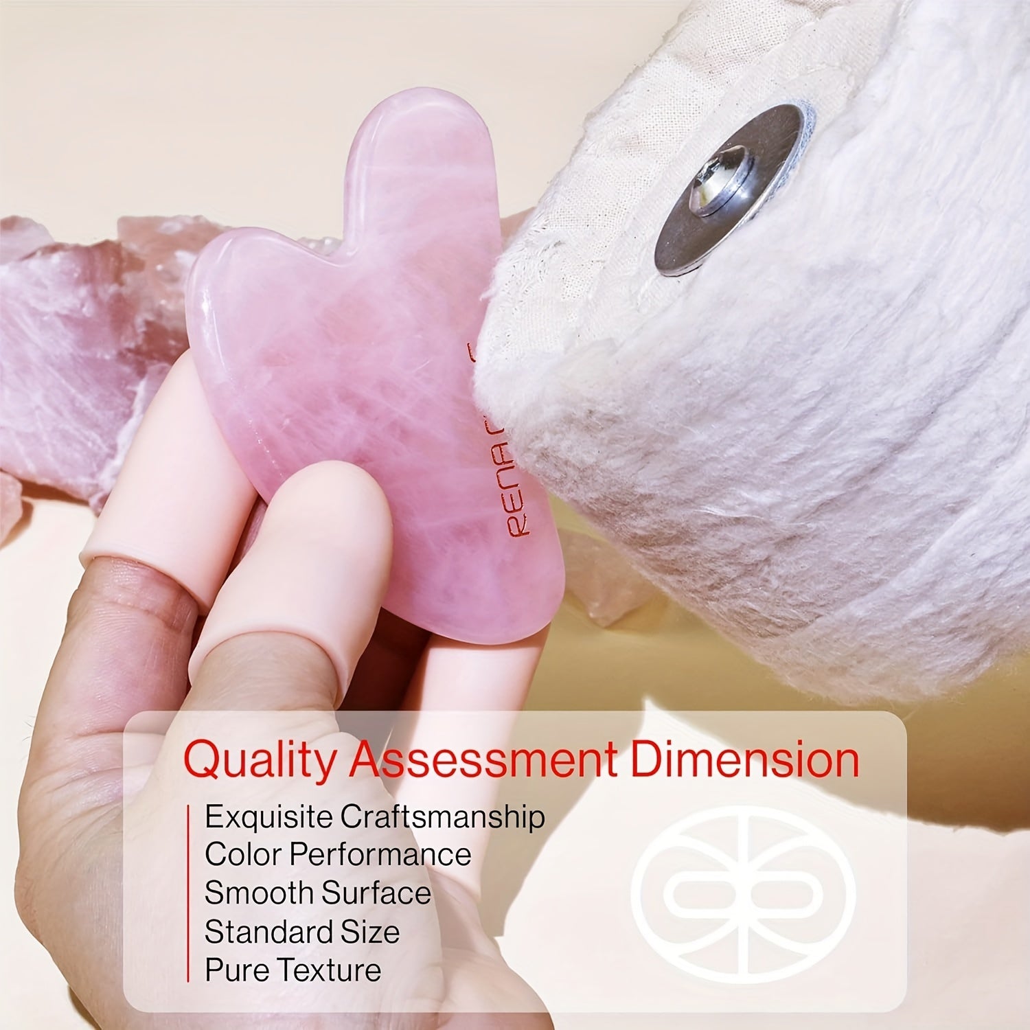 Natural Rose Quartz Gua Sha Facial Massage Tool for Skincare and Self-Care