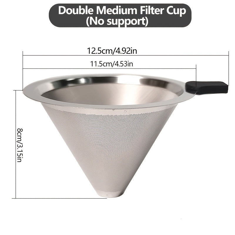 Uy va tijorat uchun konus shaklidagi zanglamaydigan po'latdan yasalgan qahva filtr va stend