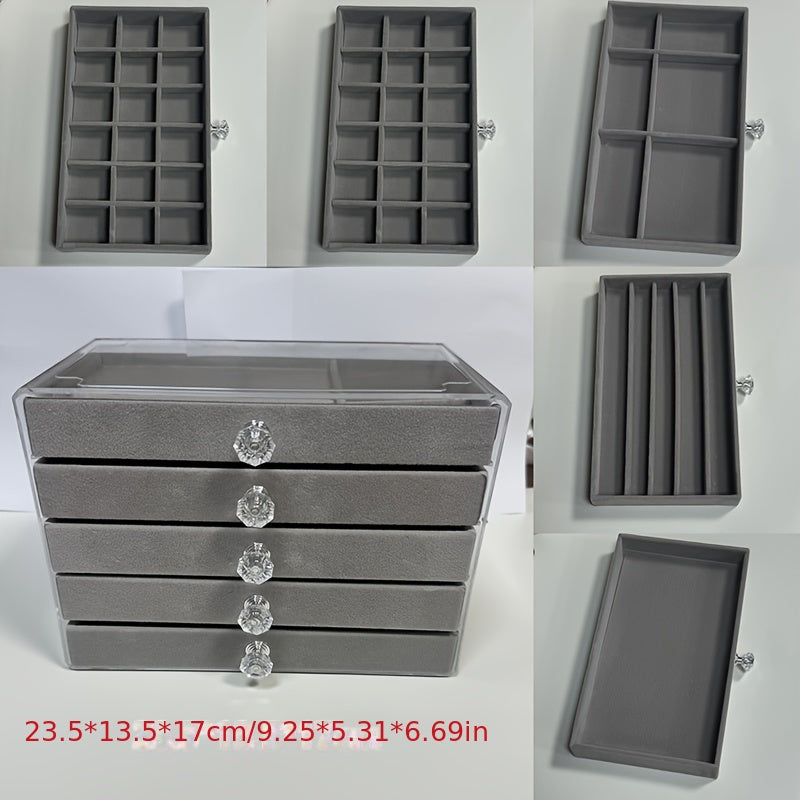 Органайзер для украшений из бархата с боковыми дверцами, 5 уровней, современный дизайн для серег, часов, аксессуаров