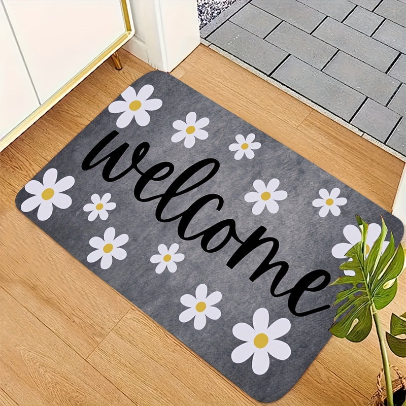 Floral Anti-Fatigue Doormat Non-Slip Absorbent Machine Washable for Kitchen Hallway Entrance