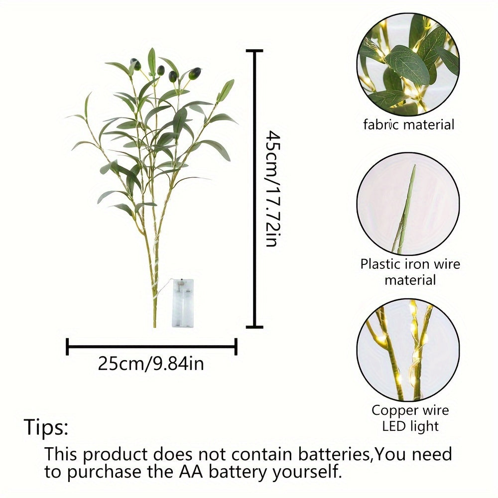 Zamonaviy LED Zaytun Shoxlari Yoritgichi Bayram Tadbirlarida, Uy Dekoratsiyasi va Partiyalar uchun ideal. Shkaflar, Ovqatlanish Stol va Kafelar uchun mos.