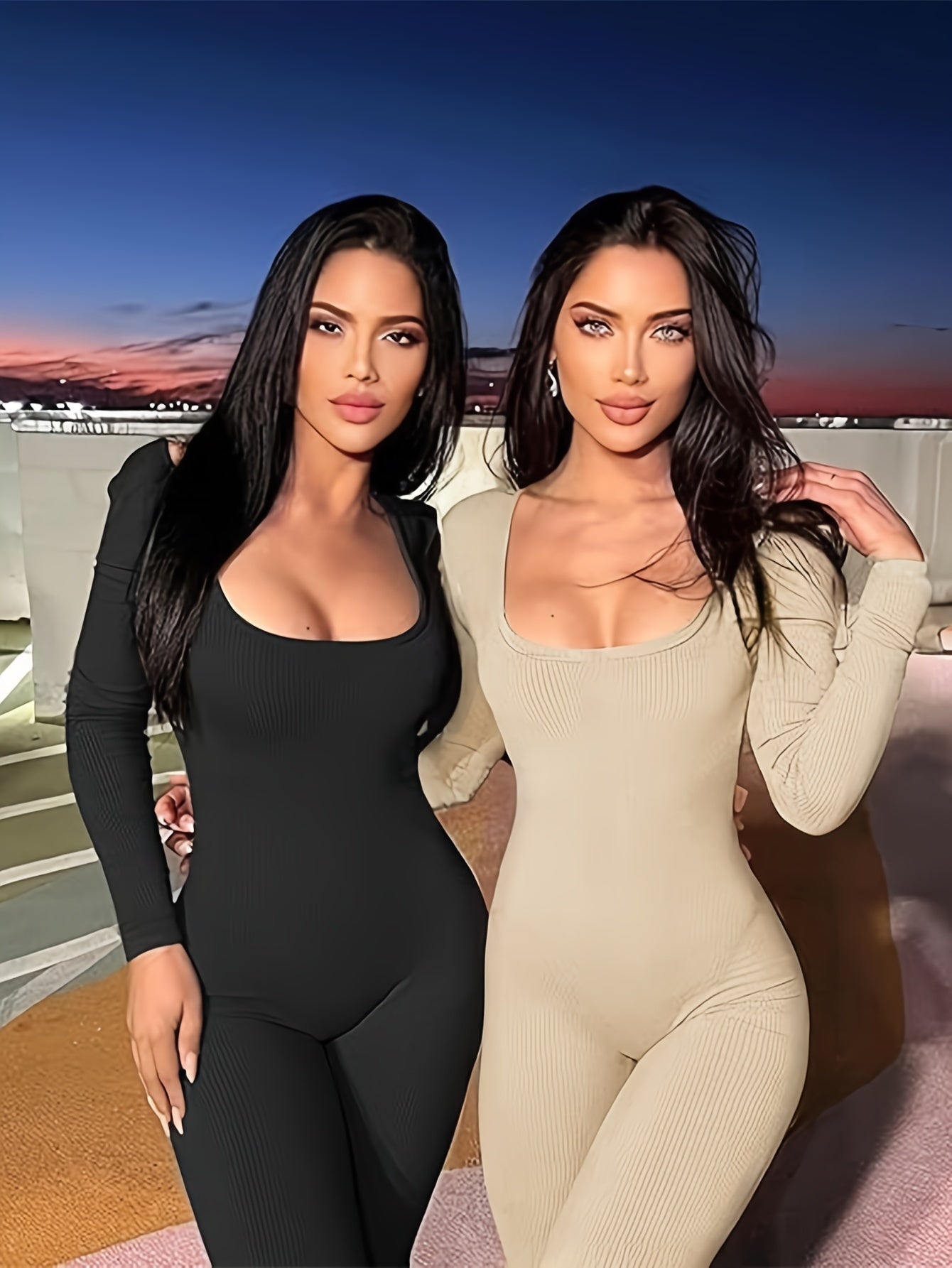 Plus Size Women's Tummy Control Seamless Yoga Bodysuit Long Sleeve Shapewear