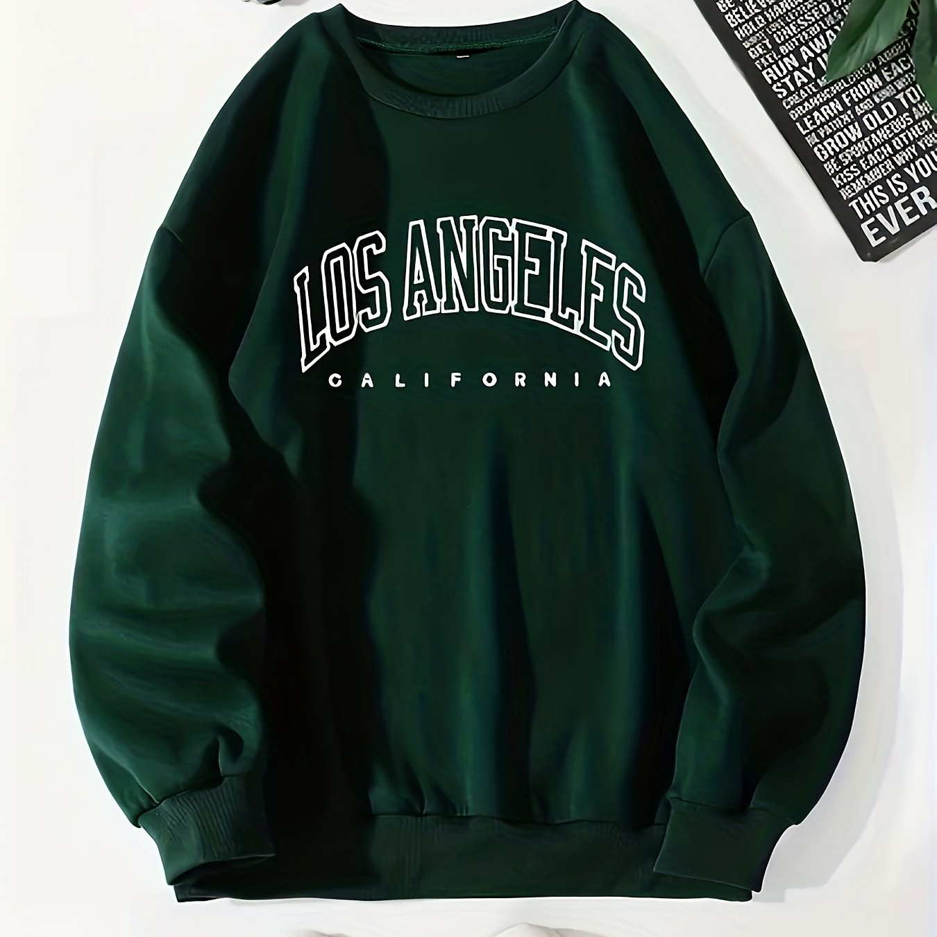 Women's Letter Print Pullover Sweatshirt Fall Winter Casual Long Sleeve Crew Neck