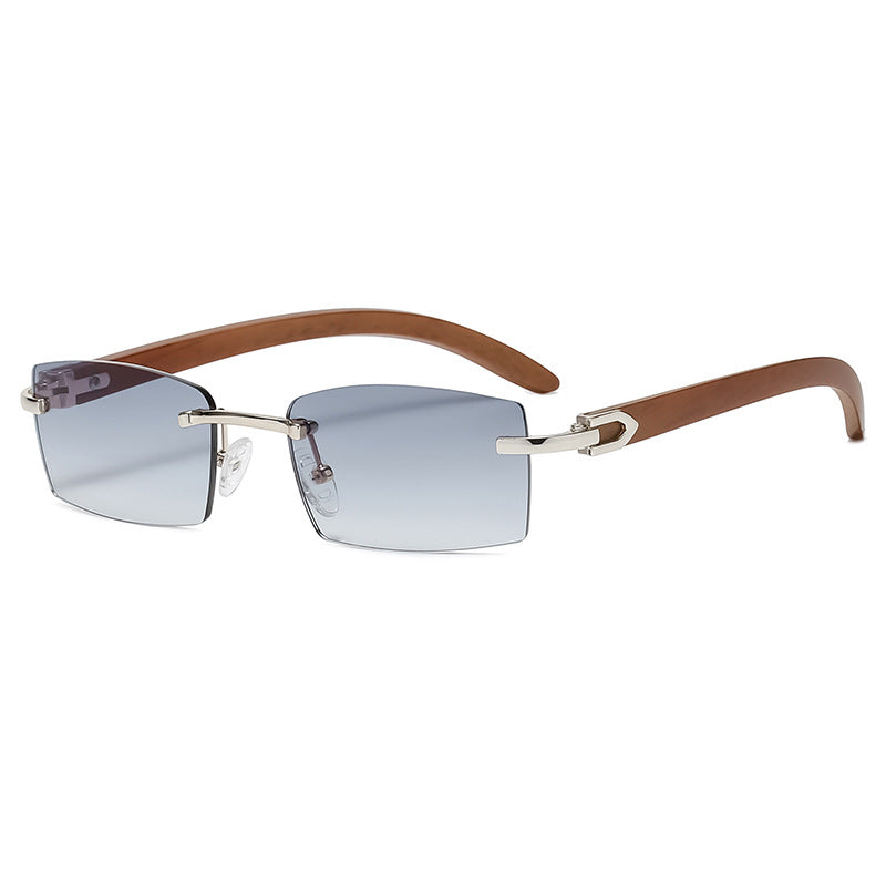 Gafas de sol rectangulares sin montura para hombre 2023, estilo retro, marco pequeño, gafas sin montura