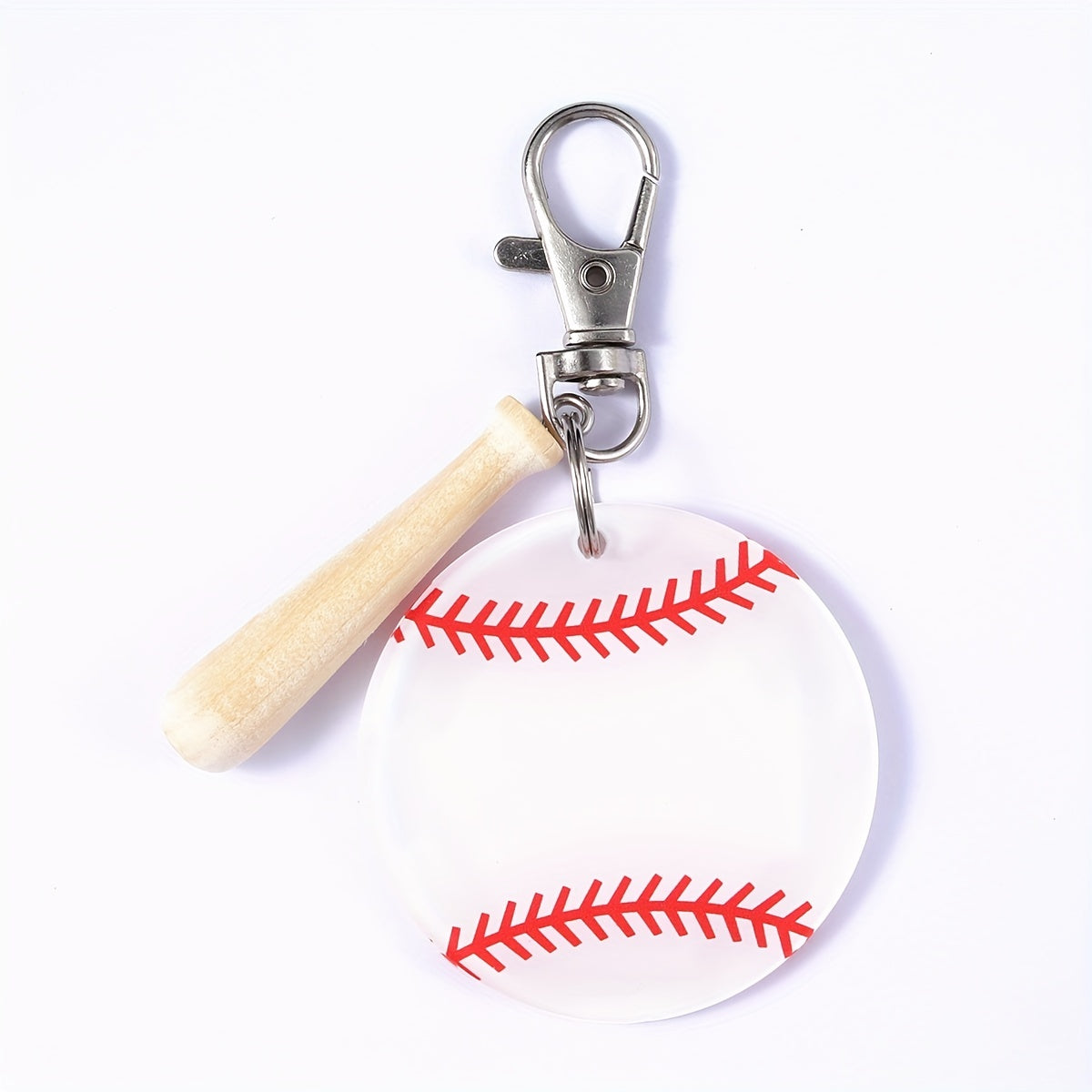 Juego de 18 llaveros de acrílico de béisbol y softbol con bate de madera en miniatura para favores deportivos