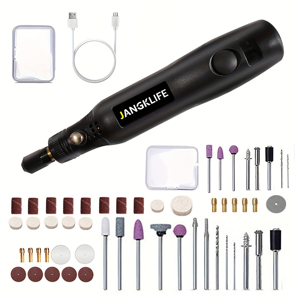 Rotary Tool Kit with 3 Speed USB Rechargeable Battery for DIY Crafts and Home Projects