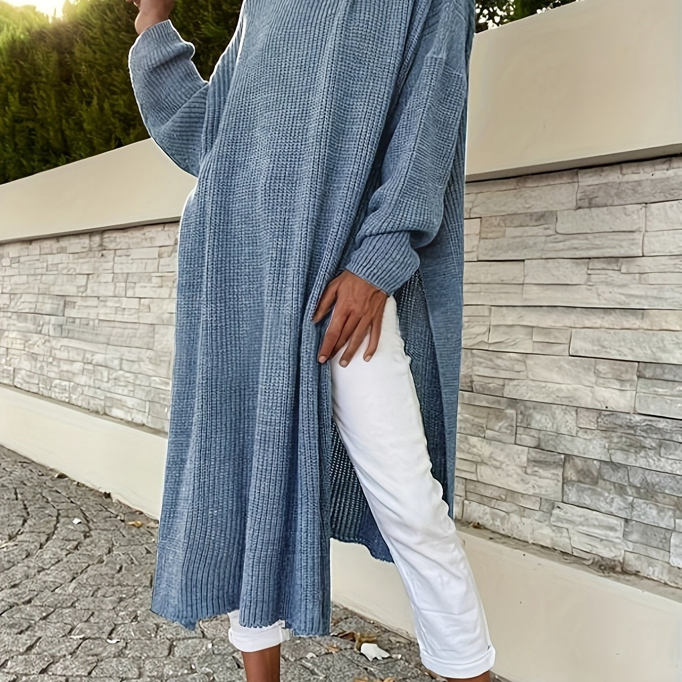 Plus Size Solid Hooded Knitted Top for Women Long Sleeve Fall Spring