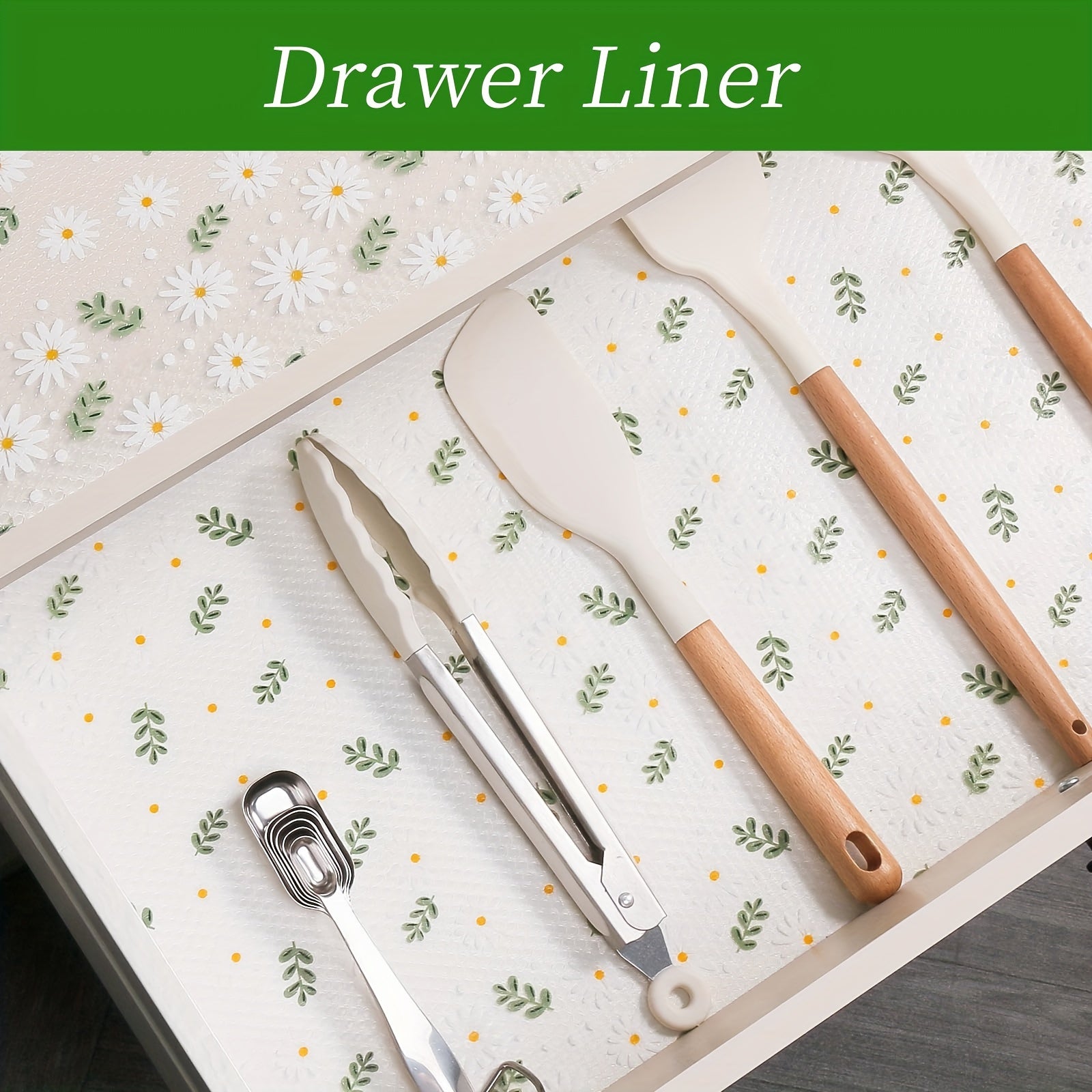 Forro de estantería de vinilo con patrón floral, resistente al agua, antideslizante, cortable, de EVA para armarios y cajones de cocina