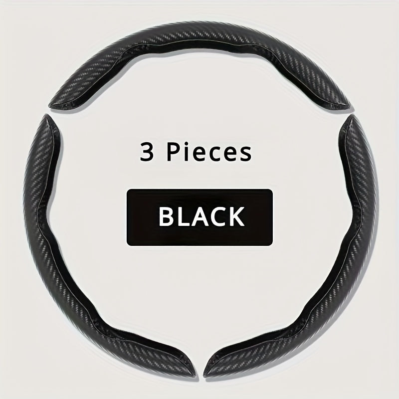 3 Pieces Carbon Fiber Steering Wheel Covers Faux Leather All-Season Car Accessories
