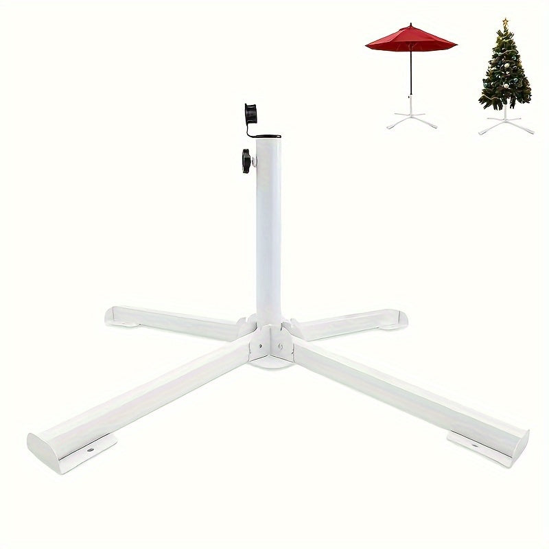Portable White Plastic and Iron Patio Umbrella Base Stand Windproof Adjustable for Garden and Beach