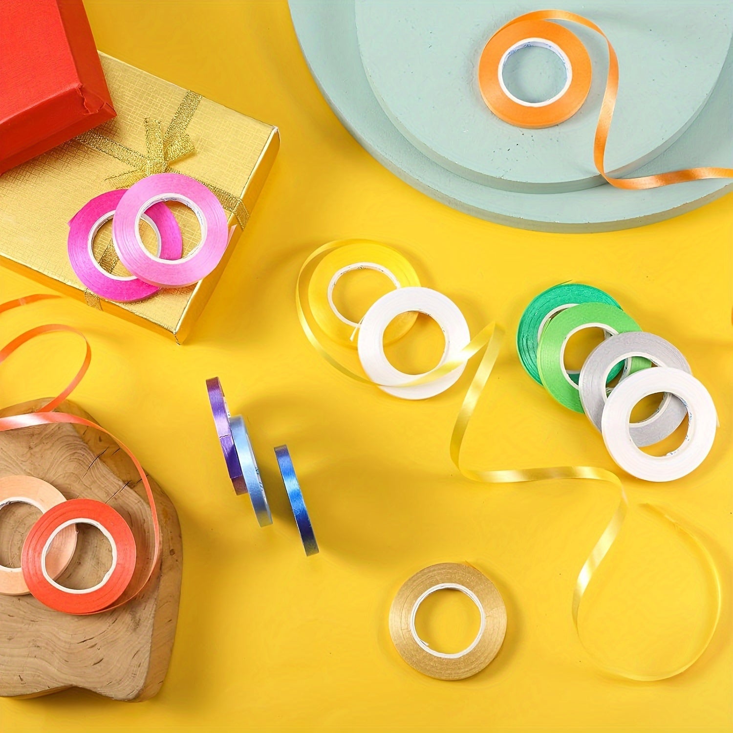 15 Craft Ribbon Rolls 10m Plastic Gift Wrap Bows Decorations for Holidays